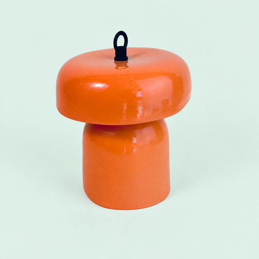 Mushroom Table Lamp — original ceramic finish on soft pastel background