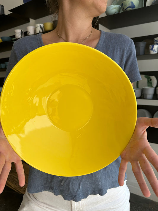 Vanadium yellow handmade porcelain salad bowl